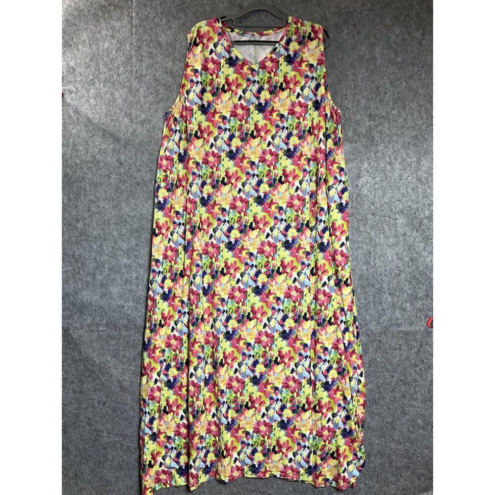 The Vermont Country Store Dress Womens Plus 3X Multicolor Floral Maxi Sleeveless